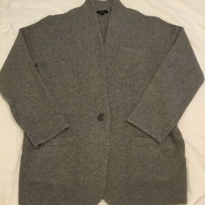 J. CREW Soft OVERSIZED Wool Blend GRAY Cocoon Relaxed Cardigan Sweater M